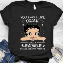Cute Cartoon Character Letters Printed Short Sleeve Round Neck Loose T-shirt
