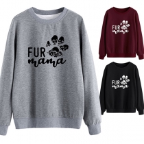 Casual Style Long Sleeve Round Neck Letters Printed Sweatshirt