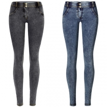 Fashion Low Waist Slim Fit Snowflake Stretch Jeans