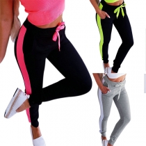 Casual Style Side Letters Pirnted Drawstring Waist Sports Pants