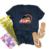 Casual Style Short Sleeve Round Neck Letters Printed T-shirt