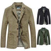 Fashion Solid Color Long Sleeve Slim Fit Man's Suit Coat Blazer