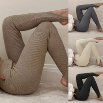 Modeleggings med hög midja - Enfärgade stretchiga stigbygelbyxor