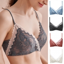 Sexy Backless Lace Spliced Push-up Wireless Bra