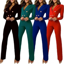 Långärmad skårslagsjacka med hög midja Slim Fit Jumpsuit