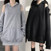 Sexig off-shoulder tröja med långa ärmar och dragkedja