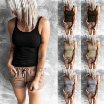 Simple Style Solid Color Slim Fit Sling Tank Top