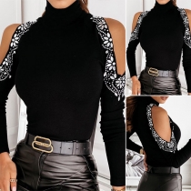 Sexig off-shoulder top med skarv, långärmad, slim fit och rhinestone-detaljer