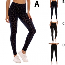 Sexiga spetsleggings med hög midja i genomskinligt material