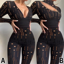 Sexig svart jumpsuit med hög midja och trendig design