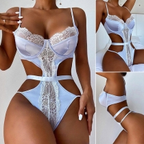 Sexy Lace Spliced Cutout Sling Bodysuit