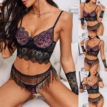 Sexy Lace Four-piece Tassel Lingerie Set