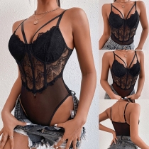 Sexy Semi-through Lace Bodysuit