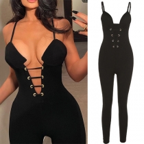 Sexy Plunge V-neck Cutout Cami Jumpsuit