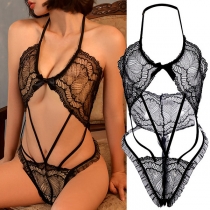 Sexig spetsutskuren bodysuit för underkläder i ett stycke