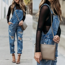 Street Fashion Ripped Denim Suspender