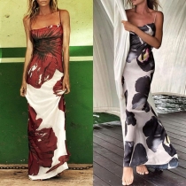 Fashion Printed Sleeveless Side Slit Maxi Tank Dress
