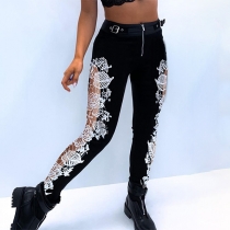 Mode slim-fit jeans med spetskavaj, ta bort dubbla citationstecken