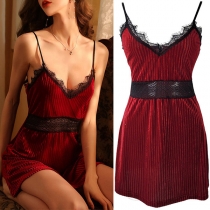 Sexy Lace Spliced Slip Nightwear Dress