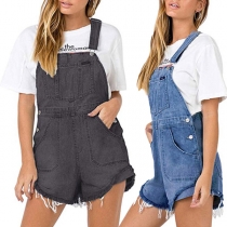 Street-chic Frayed Denim Romper
