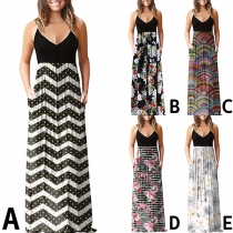 Fashion Foral Printed Maxi Slip Dress