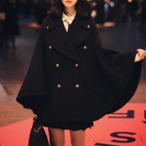 Fashion Dubbelknäppt Bat Sleeve Cape-style Coat