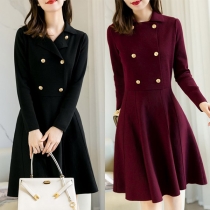 Elegant Sweet Double Breast Leopard Print Detachable Collar dress