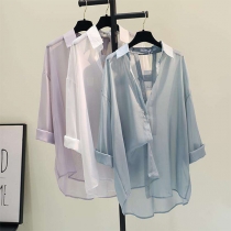 Candy Color Semi-sheer Trench Jacket Coat for Sun Protection