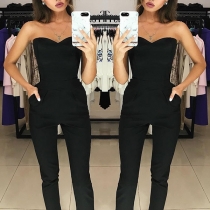 Sexig Vit V-ringad Strapless Byxa Jumpsuit