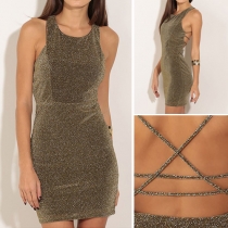 Sexy Backless Sleeveless Round Neck Slim Fit Party Dress