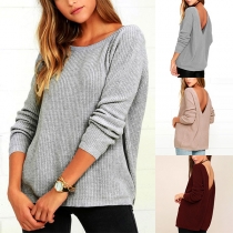 Sexy Backless Long Sleeve Sequins T-shirt