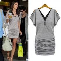 Sexy Off-shoulder Short Sleeve V-neck Dress