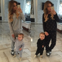 Fashion Long Sleeve Round Neck Hand-beaded Sports Suit