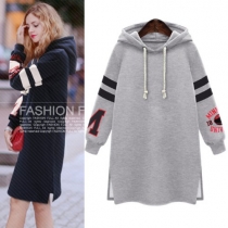 Fashion Long Sleeve Hooded Printed Sweatshirt