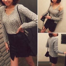 Fashion Solid Color High Waist PU Leather Bust Skirt