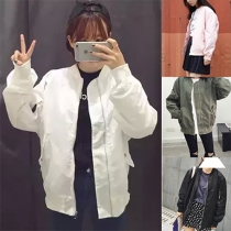 Fashion Solid Color Long Sleeve All-match Jacket Coat