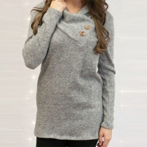 Fashion Solid Color Long Sleeve Turtleneck Sweatshirt