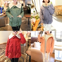 Fresh Style Faux Cashmere Lapel Solid Color Overcoat