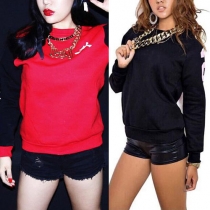 Fashion Long Sleeve Round Neck Letters Printed Sweatshirt