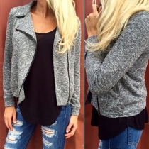 Fashion Solid Color Long Sleeve Lapel Casual Coat