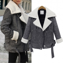 Fashion Long Sleeve Lapel Faux Cashmere Warm Coat