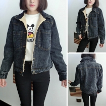 Fashion Long Sleeve Slim Fit Warm Denim Coat