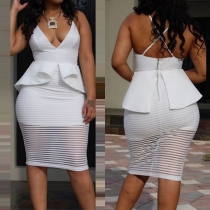 Sexy Backless Deep V-neck Flouncing Sling Dress