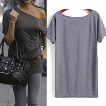 Fashion Solid Color Dolman Sleeve Loose T-shirt Dress