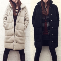Fashion Solid Color Long Sleeve Warm Overcoat