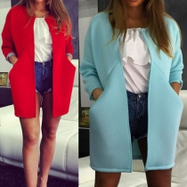 Fashion Solid Color Long Sleeve Coat