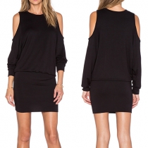Sexy Off-shoulder Long Sleeve Round Neck Slim Fit Dress