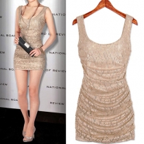 Sexy Low-cut Sleeveless Slim Fit Lace Dress