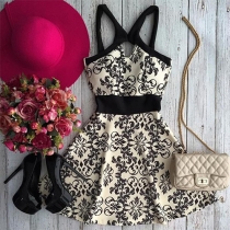Sexy Backless High Waist Printed Sling Dress