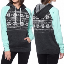 Fashion Contrast Color Long Sleeve Printed Hoodies